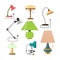 Vector set of home lamps. House light. Design elements in flat style