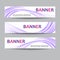 Vector set of horizontal banners. Dynamic blue waves on a white background.