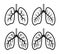 Vector set of human lungs flat icon