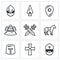 Vector Set of Ice Battle Icons. Warrior, Spear, Shield, Lake, Forest, Crossed, Swords, Knight, Crusader, Cross, Priest.
