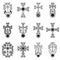 Vector set icon with ancient Armenian symbol Khachkar. Armenian cross stones