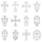 Vector set icon with ancient Armenian symbol Khachkar. Armenian cross stones