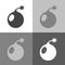 Vector set icon bomb on white-grey-black color.