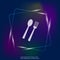 Vector set icon fork, spoon. Cutlery. Table setting neon light i