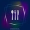 Vector set icon knife, fork, spoon. Cutlery. Table setting neon