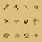 Vector Set of Icons in Cave Drawings Style. Tools and Nature Elements.