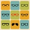Vector set of icons of different shapes glasses in trendy flat style.