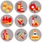 Vector set icons of firefighting equipment illustration