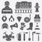 Vector set icons of firefighting equipment illustration