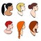 Vector set of illustrations head girls with different hairstyles