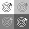 Vector set image of a target pierced by an arrow. White dart v
