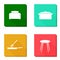 Vector set image toaster and bread, pot for cooking, frying pan and chair. Kitchen Appliances icon