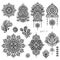 Vector set of Indian floral paisley ornaments.