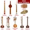 Vector set of indian musical instruments, flat style.