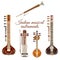 Vector set of indian musical instruments, flat style.