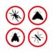 Vector set of insects silhouette in red circle