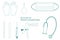 Vector set of instruments for for obstetrics and gynecology. Vaginal speculum, syringe, medicine gloves, mask, spatula, stethoscop