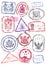 Vector set of international passport stamps.