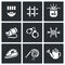 Vector Set of Interrogation Icons. Criminal, Prison, Electric chair, Lie detector, Arrest, Insulation, Appliance