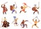 Vector set of isolated characters gladiators or legionary in fighting poses.