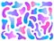 Vector set of isolated elements in holographic chameleon color palette. Modern abstract fluid paint design. Trendy art