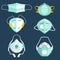 Vector set of isolated respiratory medical masks