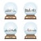 Vector set of isolated snow globes with United States city skylines