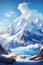 Vector set of isolated snowy mountains, mountain peak, hill top, iceberg, nature landscape.