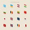 Vector set of isometric flags in simple style of European