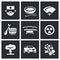 Vector Set of Japan Icons. Japanese, Food, Fan, Bath, Sword, Radiation, Explosion, Car, Sakura.