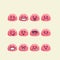 Vector set of jelly drop head with emotion signs