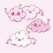 Vector set of kawaii cartoon cute comic clouds