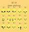 Vector set of kawaii emoticons, cute lemon with faces with different emotions