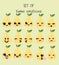 Vector set of kawaii emoticons, cute pear with faces with different emotions, smiley, drawn in childlike manga anime style