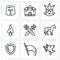 Vector Set of Kingdom Icons. Knight, Castle, Princess, Arms, Battle, Horse, Protection, Banner, Love.