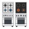 Vector set of kitchen gas and electric cookers