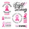 Vector set of labels Breast Cancer Awareness. October is Cancer Awareness Month. Calligraphy Poster Designs.