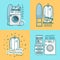 Vector set of laundry labels, logos in modern linear style