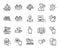 Vector set of Leaf, Business idea and Freezing click line icons set. Vector