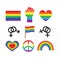 Vector set of lgbt homosexual rainbow flag icon