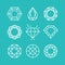 Vector set of line diamond icons and signs