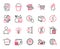 Vector Set of line icons related to Delivery shopping, Phone messages and Buy currency. Vector