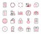 Vector Set of line icons related to Forward, Group and Update time. Vector