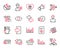 Vector Set of line icons related to Histogram, Vacuum cleaner and Delete order. Vector