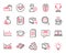 Vector Set of line icons related to Light bulb, Website education and Infochart. Vector