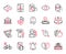 Vector Set of line icons related to Women headhunting, Eye and Meeting. Vector