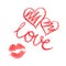 Vector set of lipstick drawn hearts and kiss