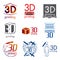 Vector set logos 3D printing and 3D pens