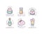 Vector set of logos design templates and emblems or badges for beauty care. Asian cosmetics - cream, powder, essence