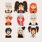 Vector set with lovely visual kei girls characters. Heads with different hairstyle, color and accessories. good for cosplay avatar